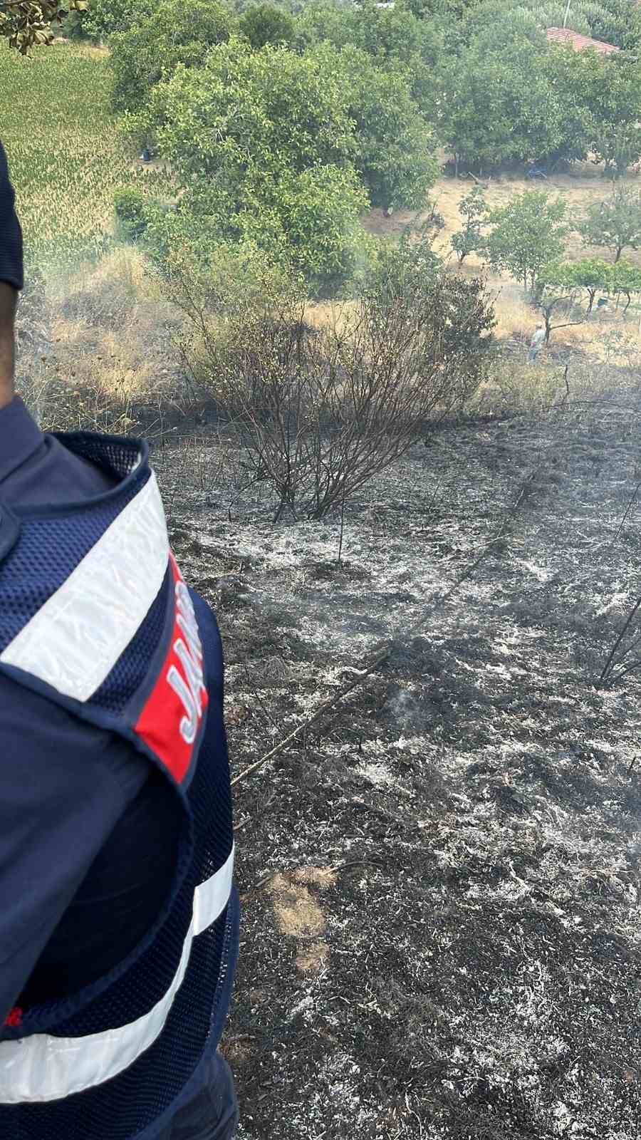 T&uuml;t&uuml;n tarlasına &ccedil;ekilen seyyar elektrik kablosu yangına neden oldu
