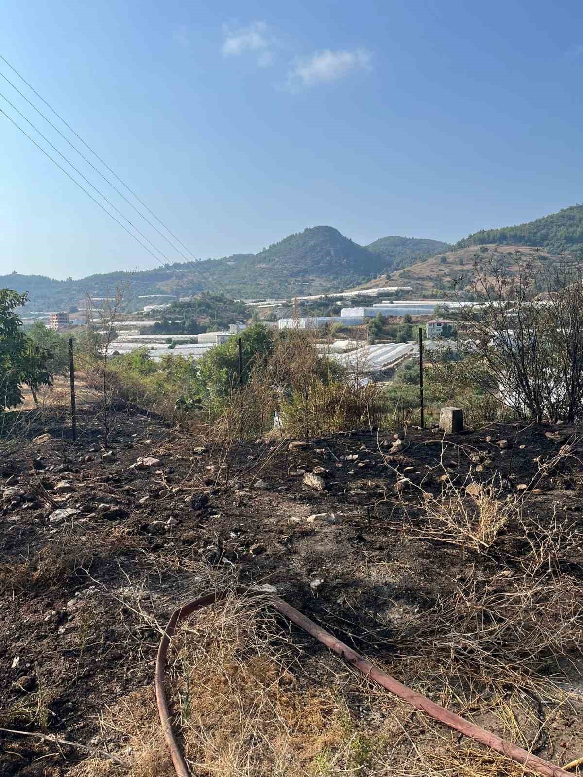 Alanya’da otluk alanda çıkan yangın büyümeden söndürüldü