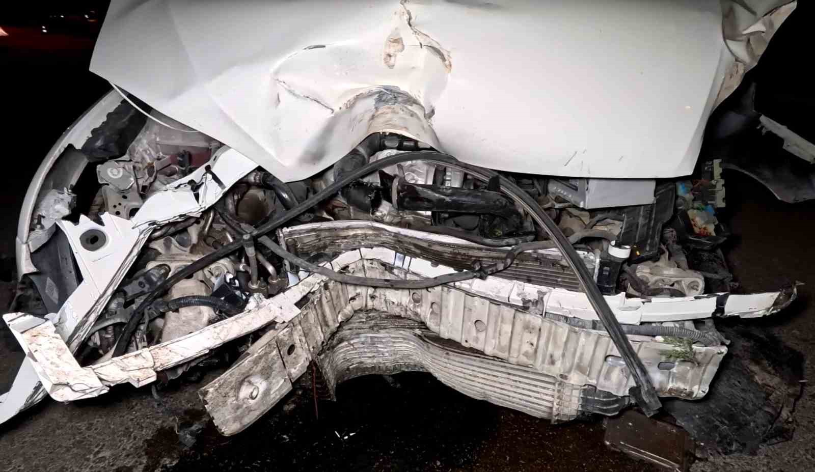 Kontrolden çıkan otomobil ağacı ve direği devirdi, sürücü kaçtı