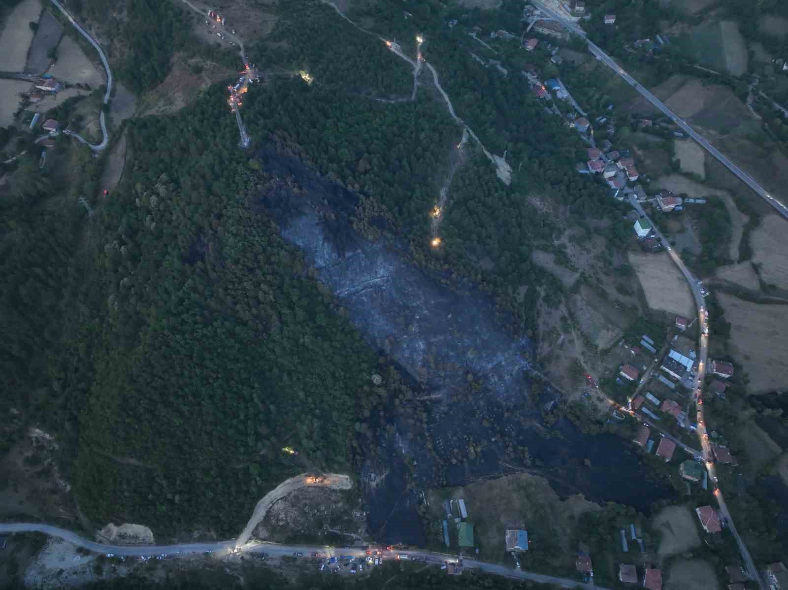 Orman yangınındaki acı tablo havadan görüntülendi