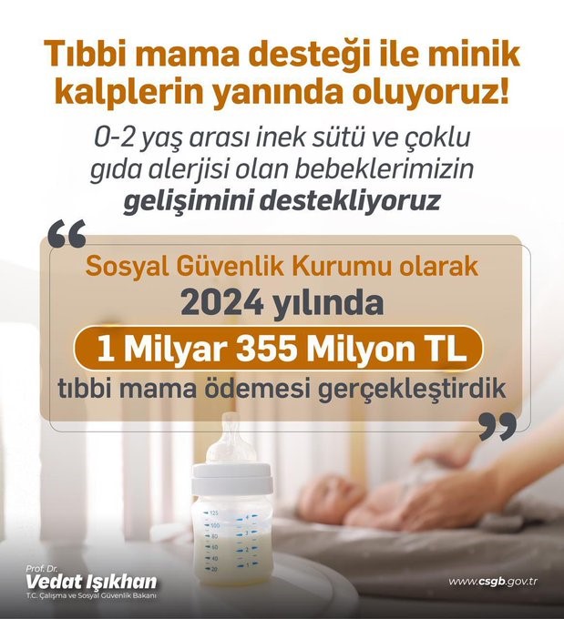 Bakan Işıkhan: "2024 yılında 1,3 milyar lirayı aşan tıbbi mama ödemesi gerçekleştirdik"