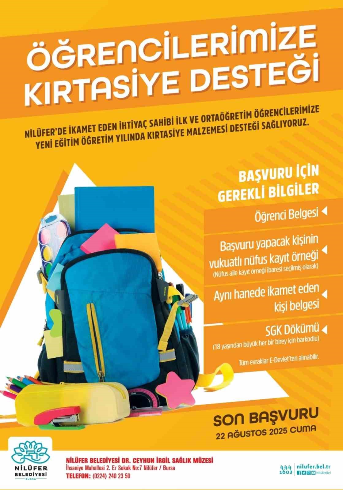 Nilüfer’de öğrencilere kırtasiye desteği