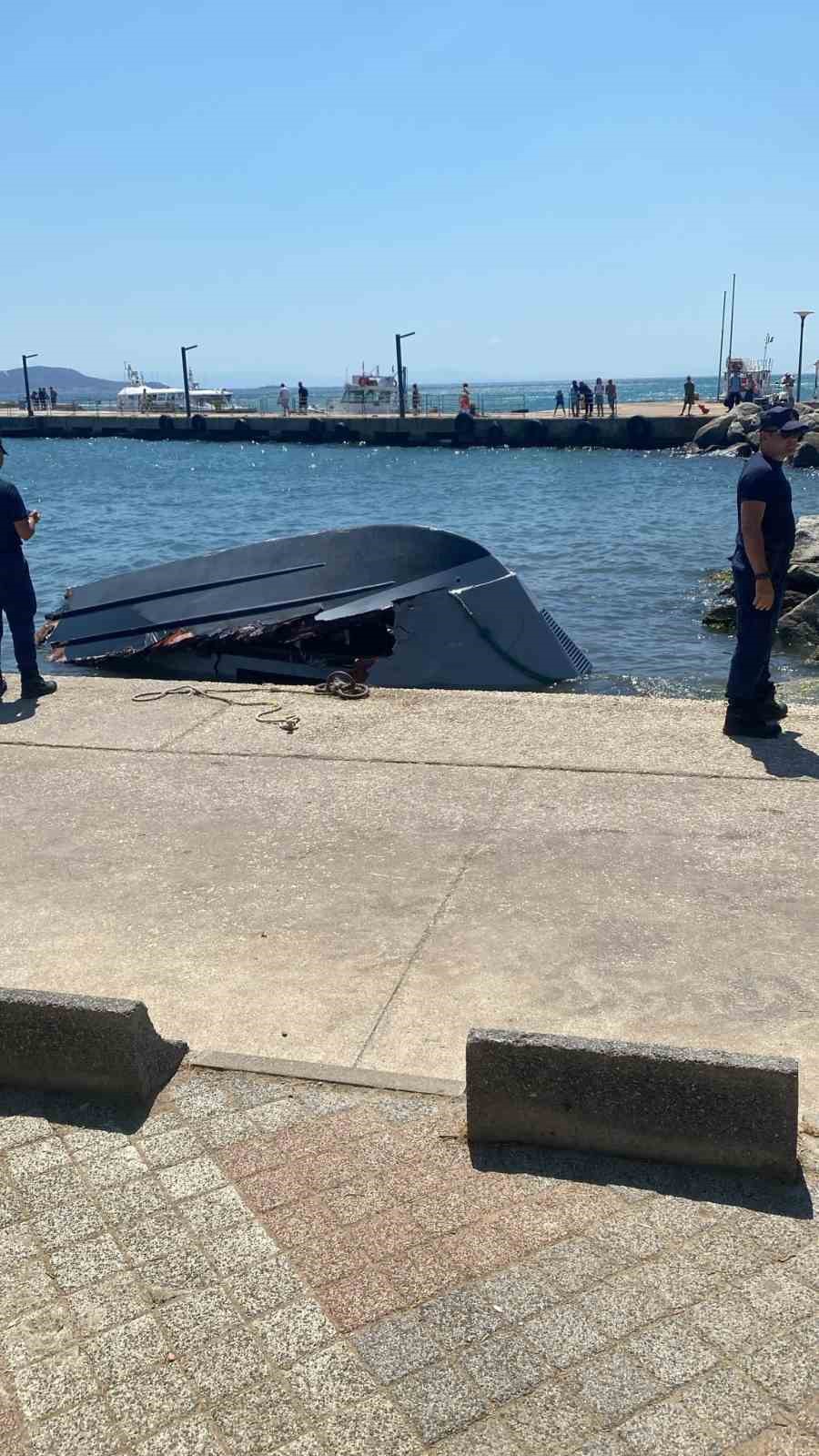 Kazada par&ccedil;alanan tekne vin&ccedil;le karaya &ccedil;ıkarıldı: Bilirkişi incelemesi başladı

