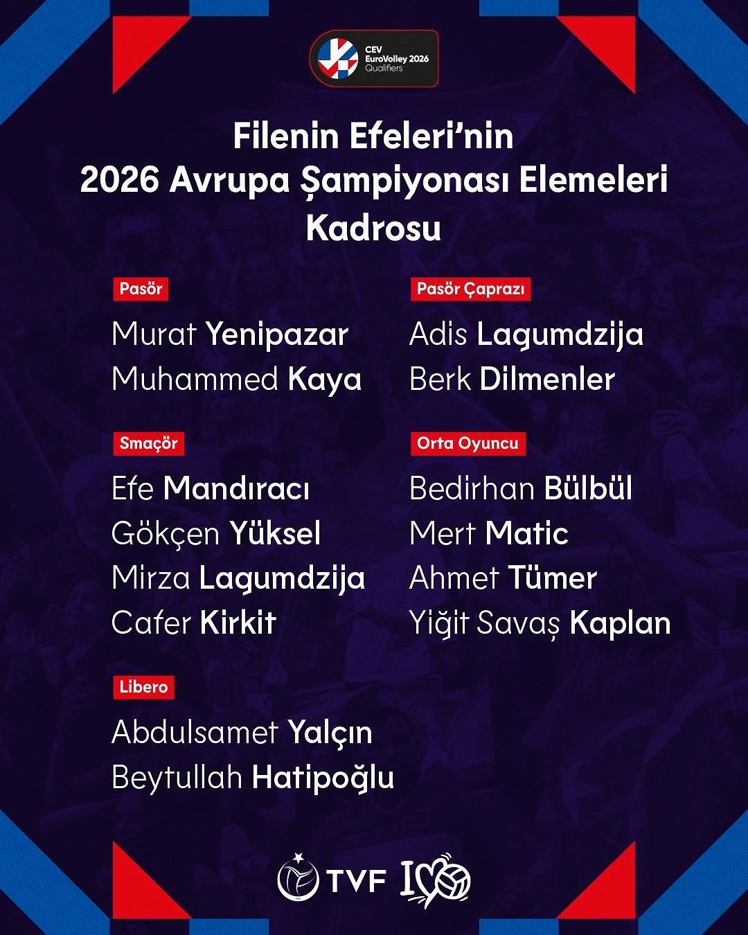 A Milli Erkek Voleybol Takımı’nın Macaristan maçı kadrosu belli oldu
