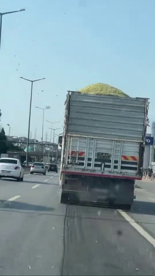 Taşıdığı y&uuml;k&uuml; yola savurarak ilerledi: Cezadan ka&ccedil;amadı
