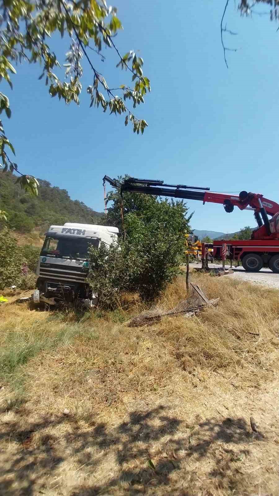 Bolu&rsquo;da kontrolden &ccedil;ıkan tır fındık bah&ccedil;esine devrildi
