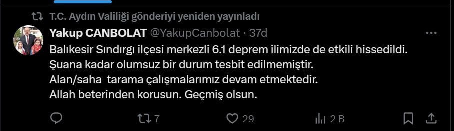 Vali Canbolat: "Şu ana kadar olumsuz bir durum tespit edilmedi"
