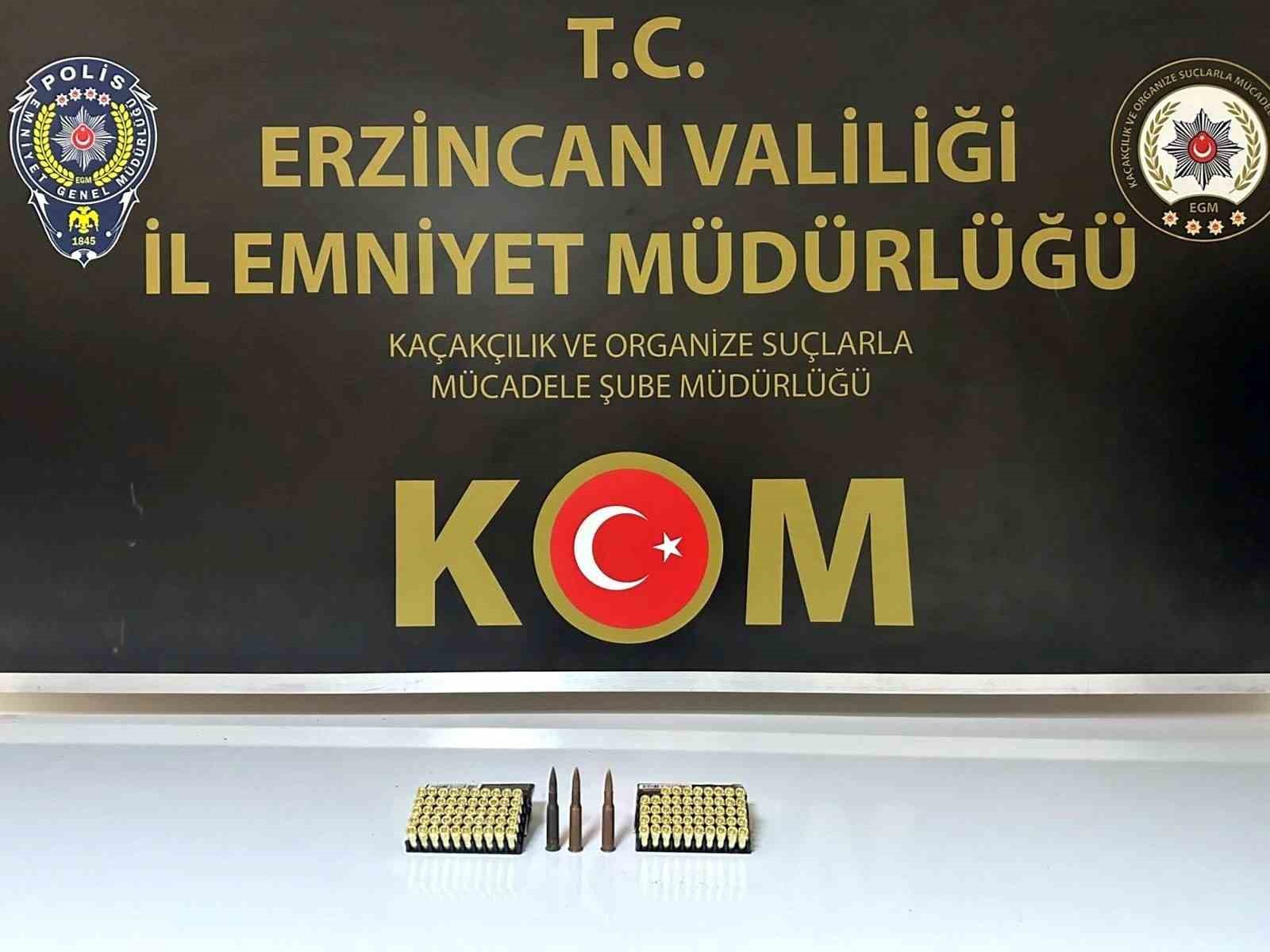 Erzincan’da 101 adet mermi ele geçirildi