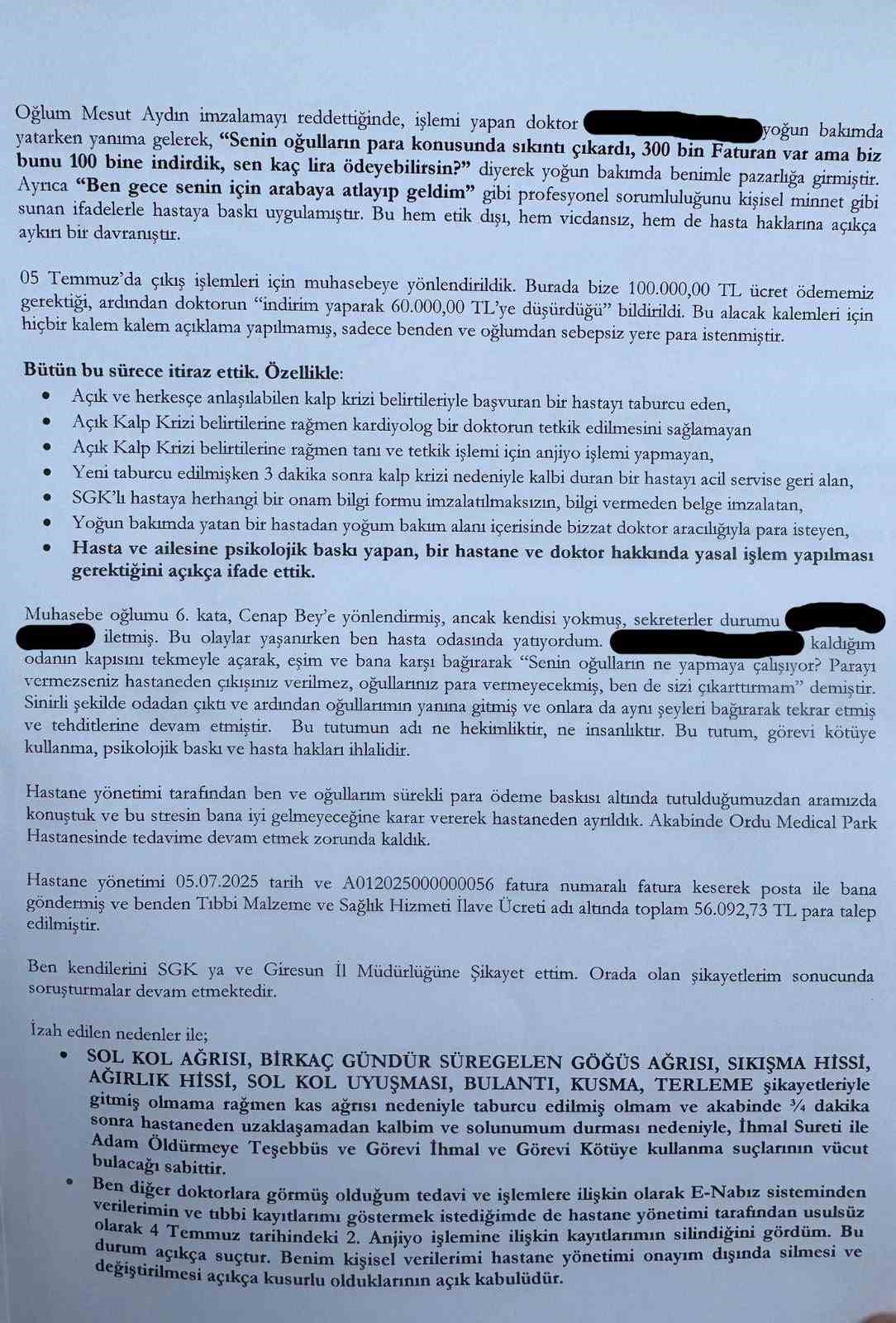 Taburcu edildi, 3 dakika sonra kalbi durdu