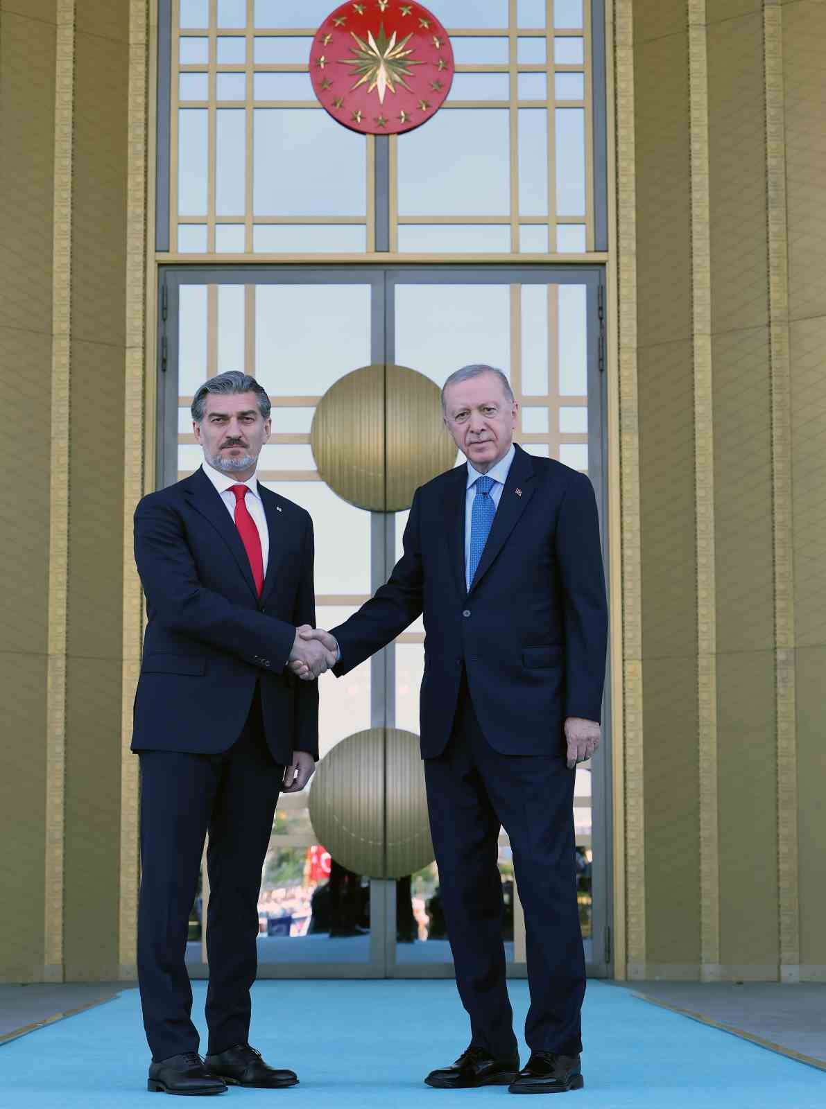 Cumhurbaşkanı Erdoğan, G&uuml;rcistan Cumhurbaşkanı Kavelashvili&rsquo;yi  t&ouml;renle karşıladı
