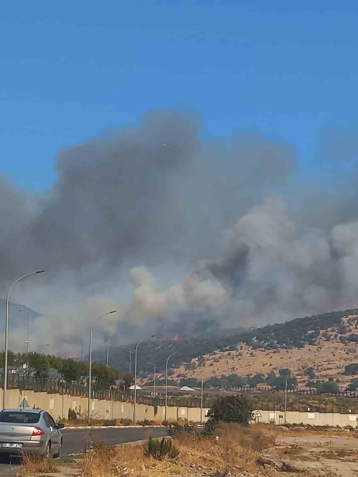 Aliağa&rsquo;da otluk ve makilik alanda korkutan yangın
