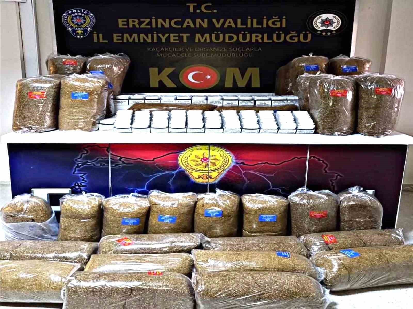 Erzincan’da 480 paket kaçak tütün ele geçirildi