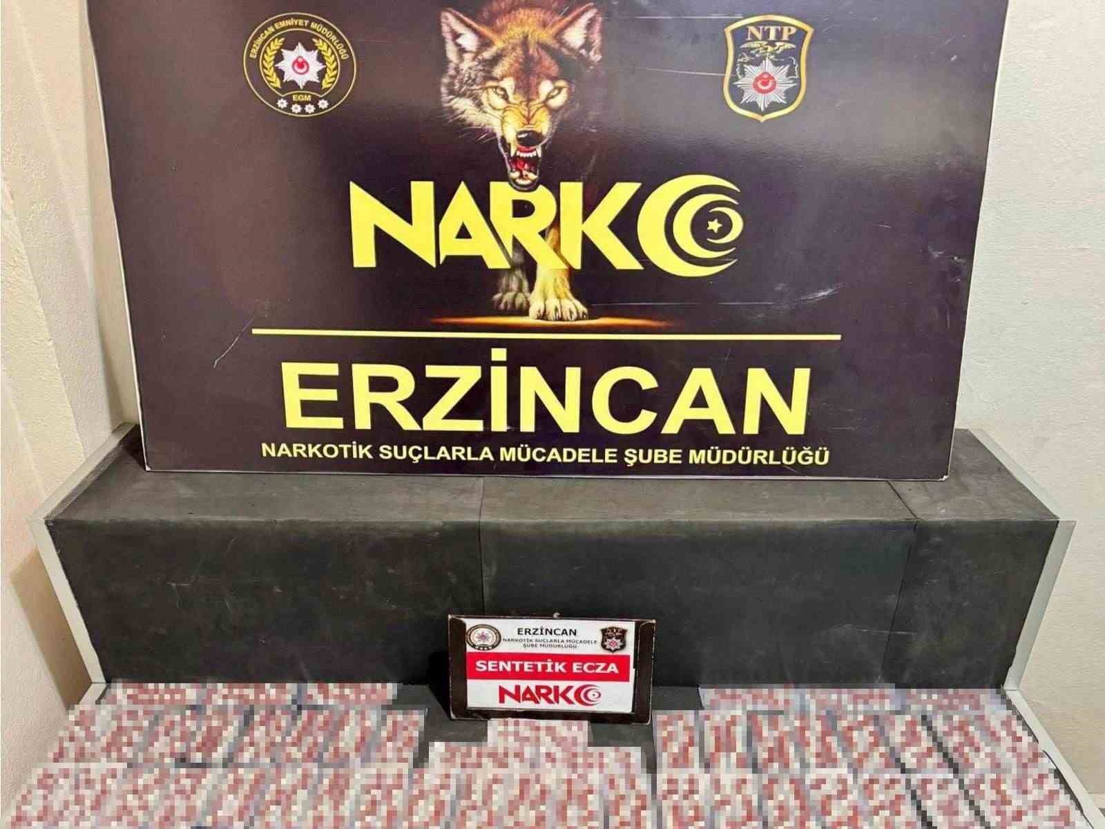 Erzincan’da 643 adet sentetik ecza maddesi ele geçirildi