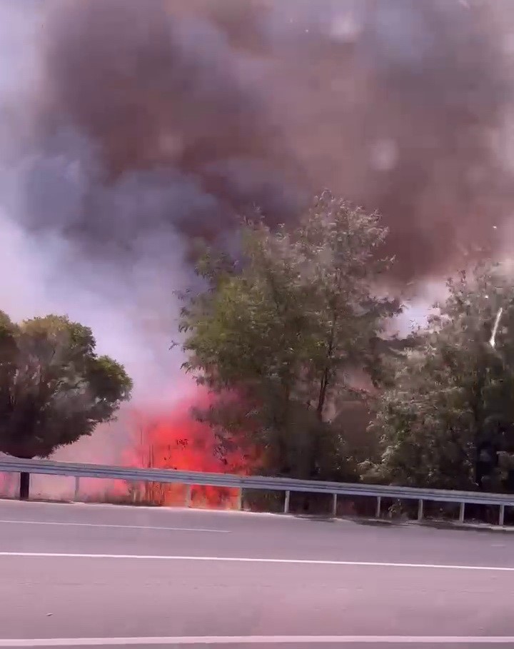 Anız yangını bah&ccedil;eye sı&ccedil;radı
