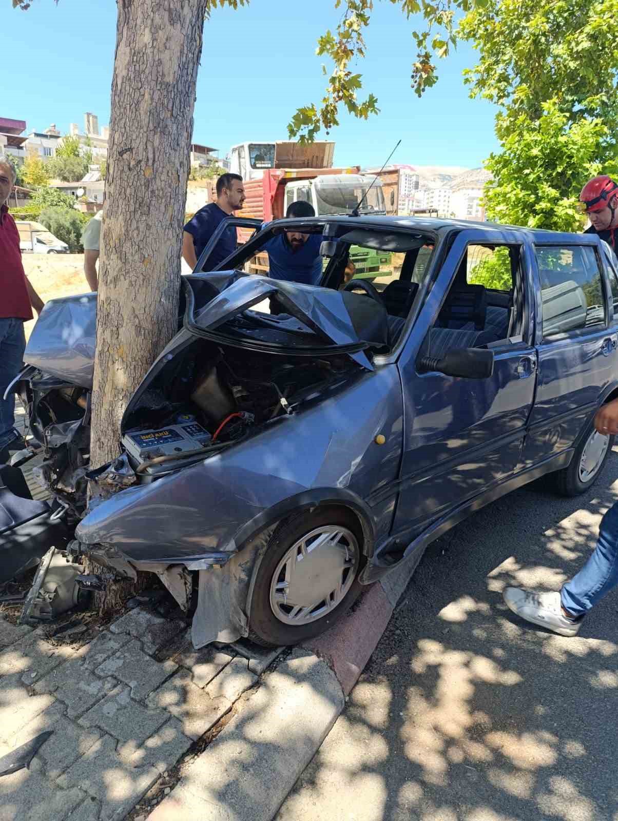 Otomobil ağaca &ccedil;arptı, s&uuml;r&uuml;c&uuml; yaralandı
