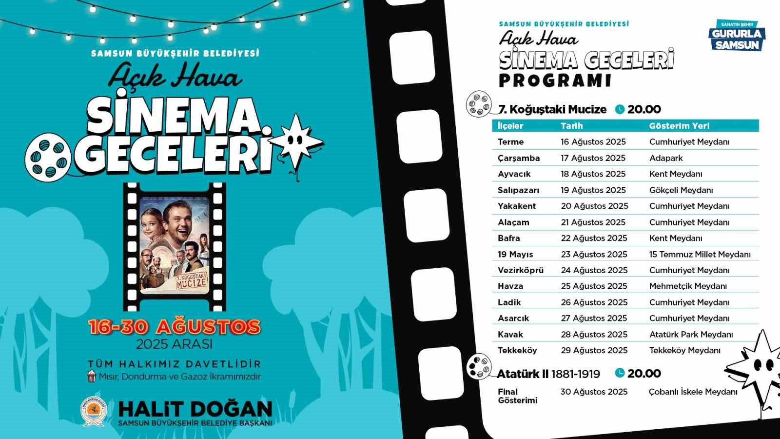 Samsun’da Açık Hava Sinema Geceleri başlıyor