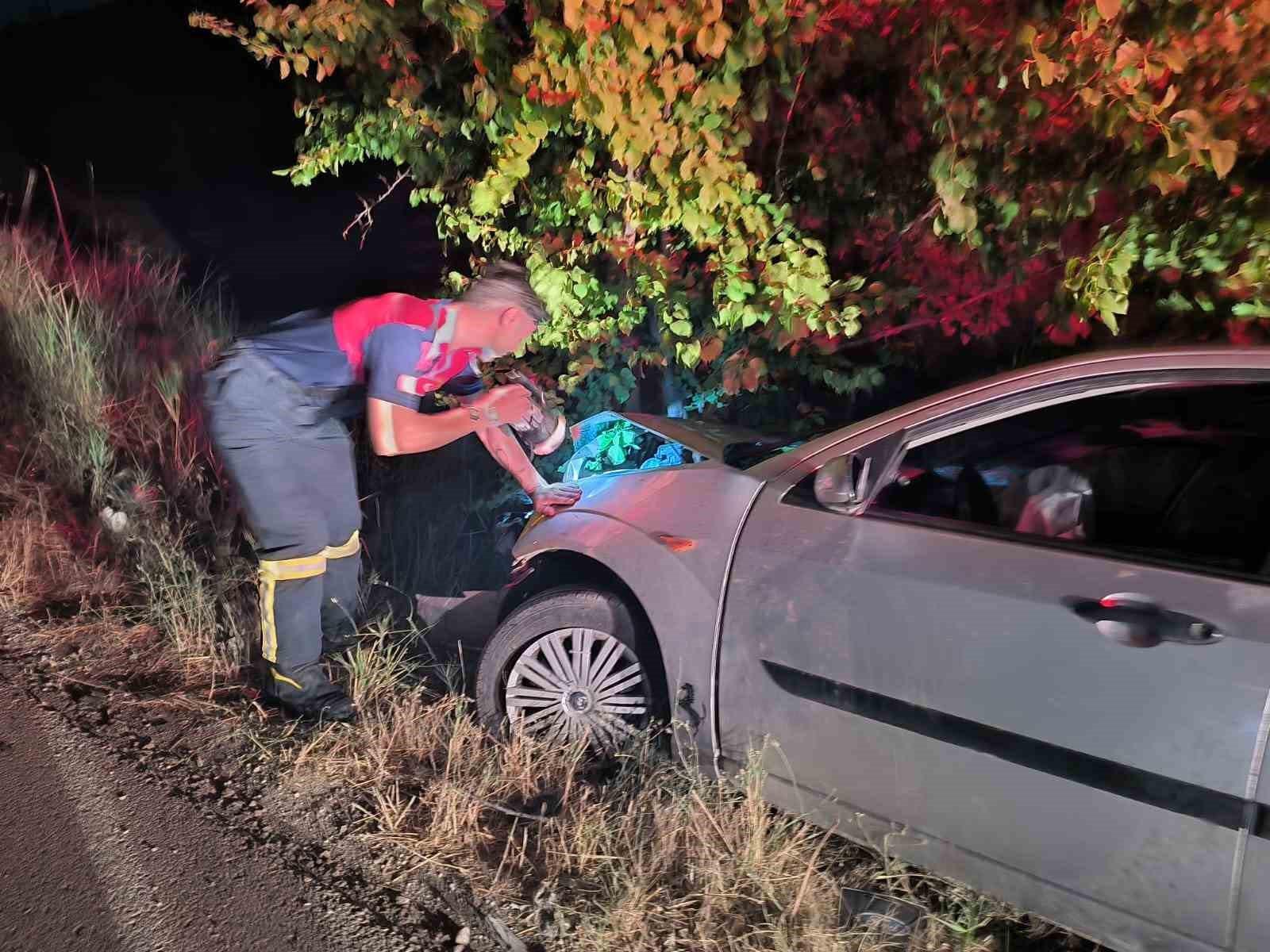 Çorum’da kontrolden çıkan otomobil ağaca çarptı: 2 yaralı