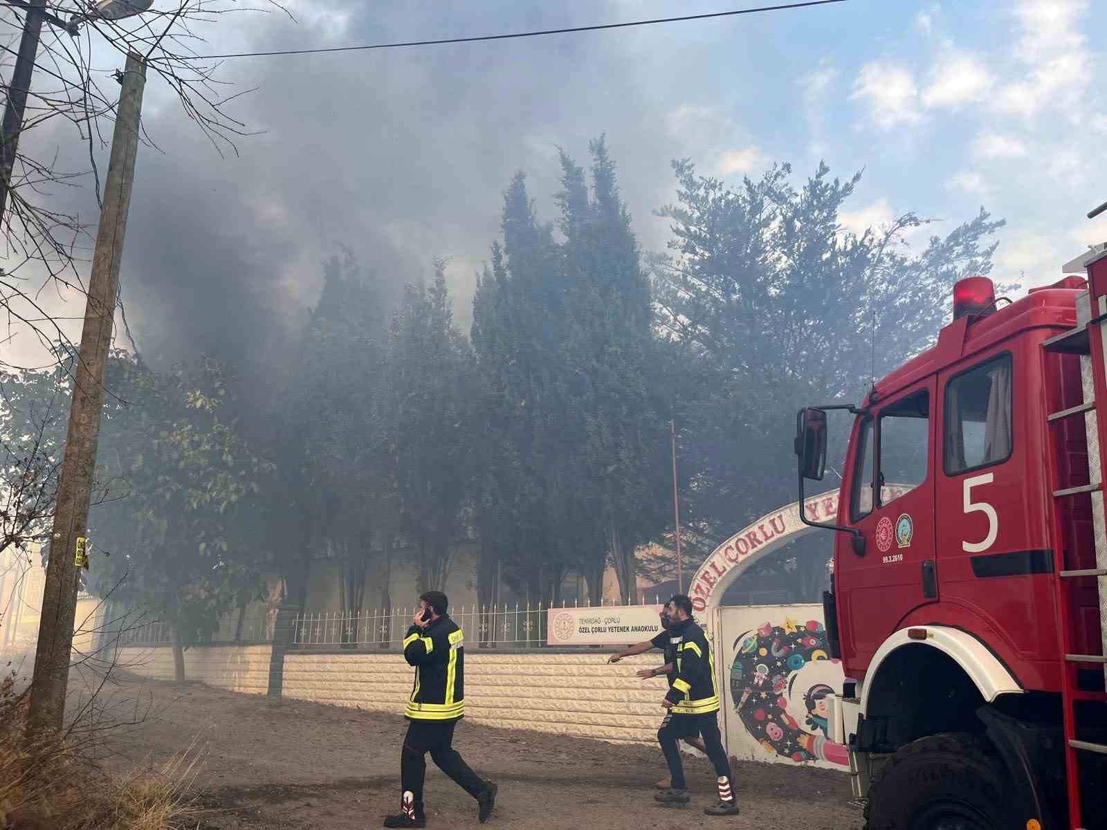 &Ccedil;orlu&rsquo;da korkutan yangın: Yerleşim yerlerine sı&ccedil;radı
