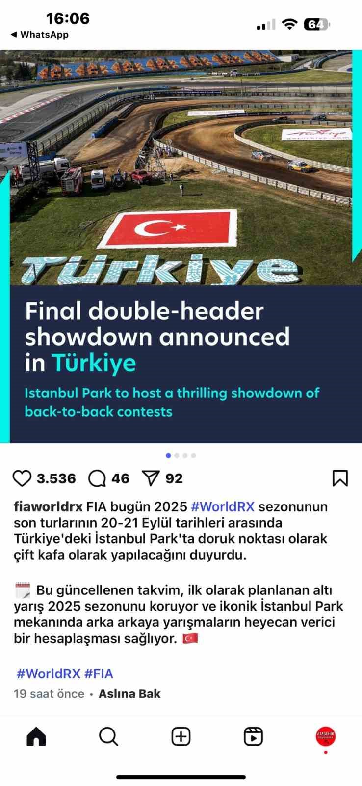 Dünya Rallikros Şampiyonası 2025 Finali İstanbul Park’ta çifte yarışla tamamlanacak
