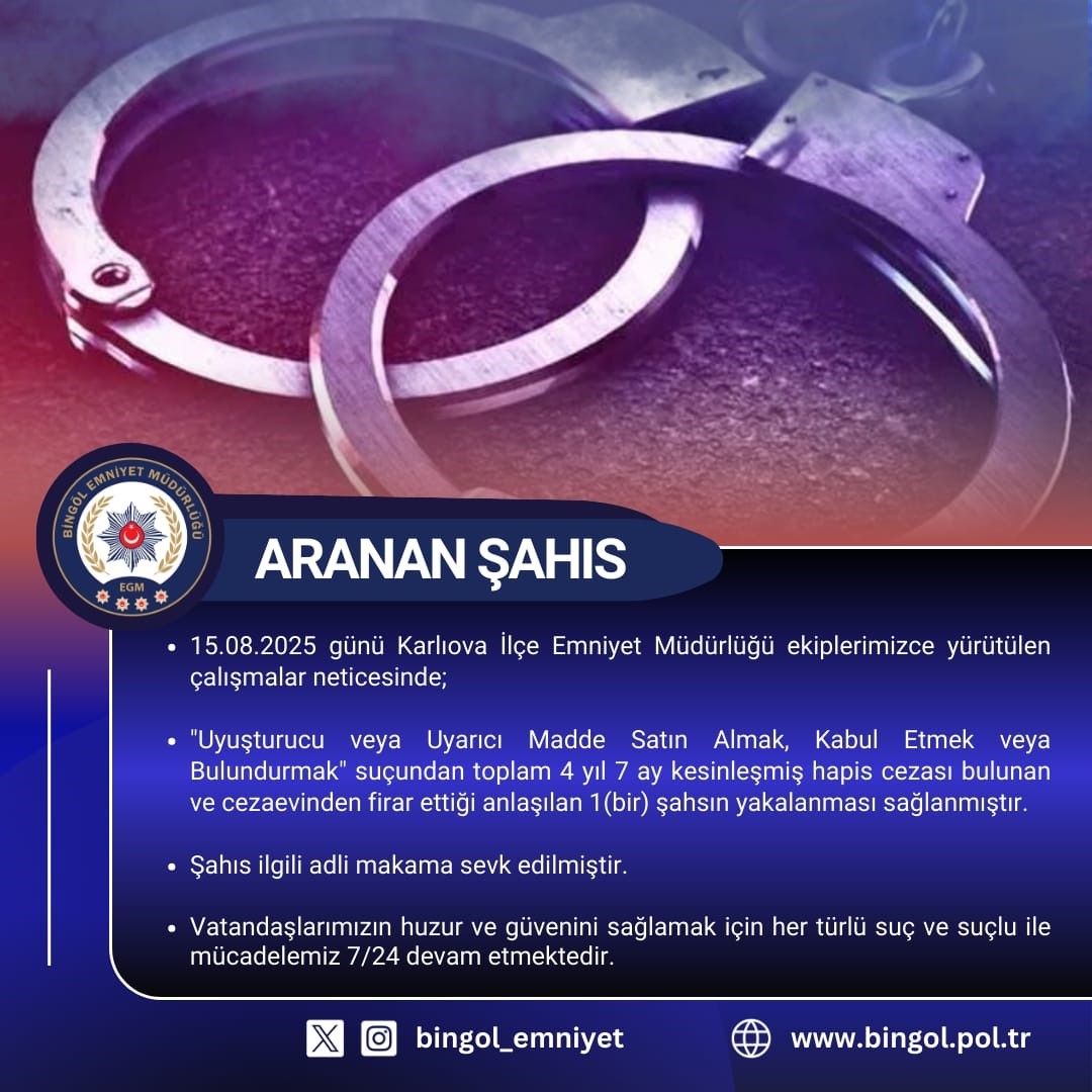 Bingöl’de aranan firari yakalandı