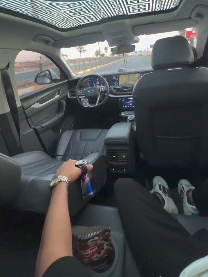 Sürücüsüz giden otomobilin arka koltuğuna geçip video çekti