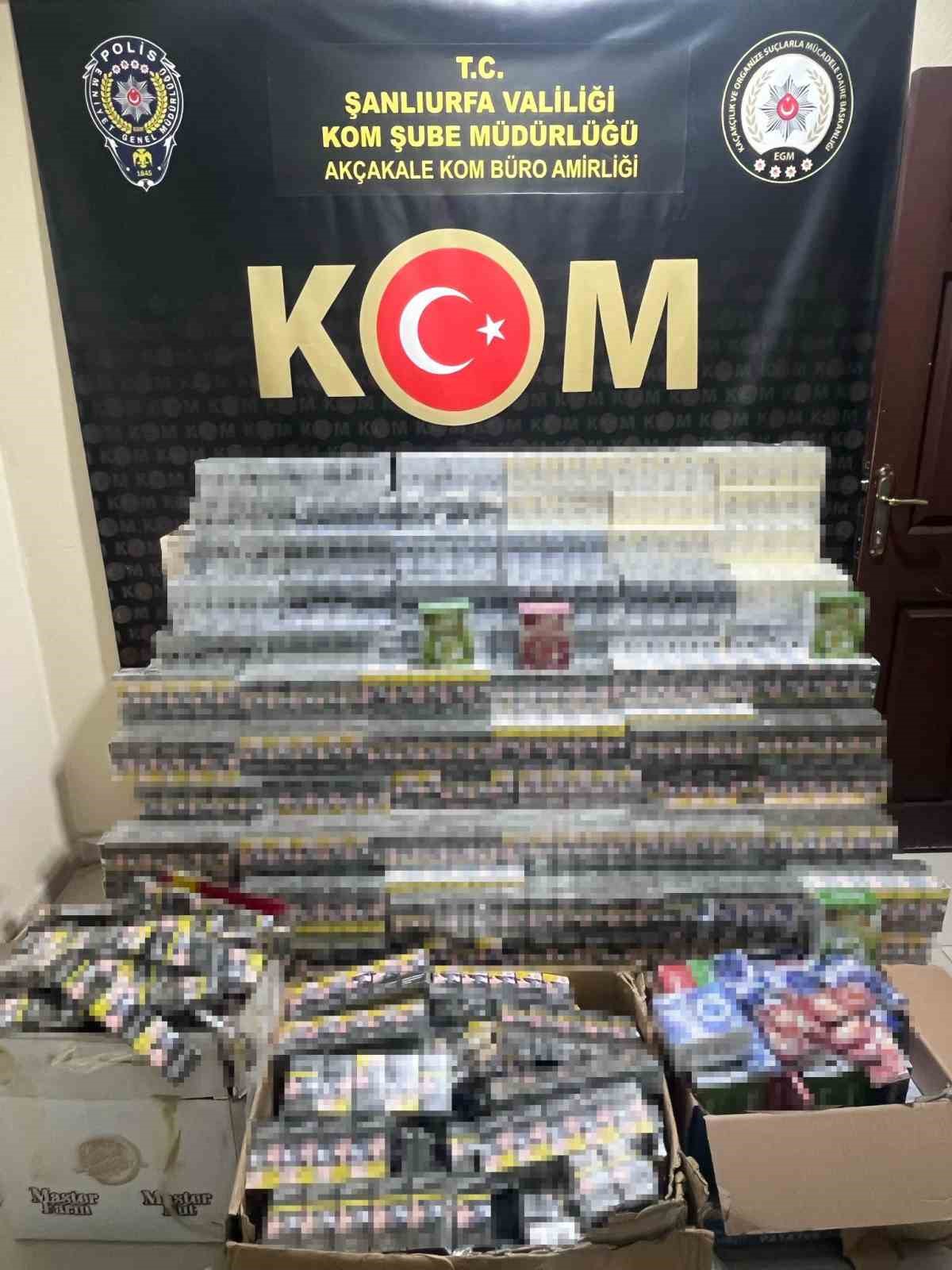 Şanlıurfa&rsquo;da 55 bin paket ka&ccedil;ak sigara ele ge&ccedil;irildi: 10 g&ouml;zaltı
