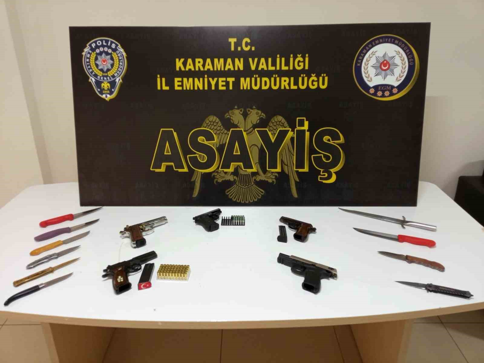 Karaman’da uyuşturucu, kaçak tütün ve ruhsatsız silahlar ele geçirildi