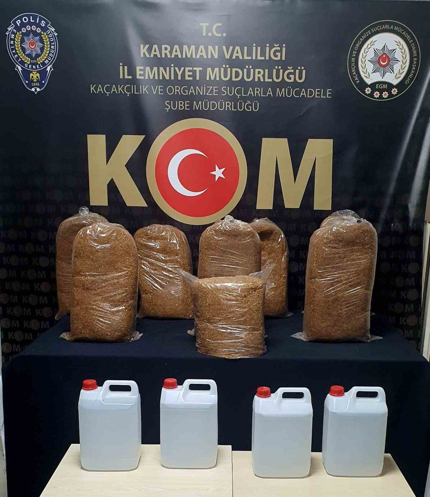 Karaman&rsquo;da uyuşturucu, ka&ccedil;ak t&uuml;t&uuml;n ve ruhsatsız silahlar ele ge&ccedil;irildi
