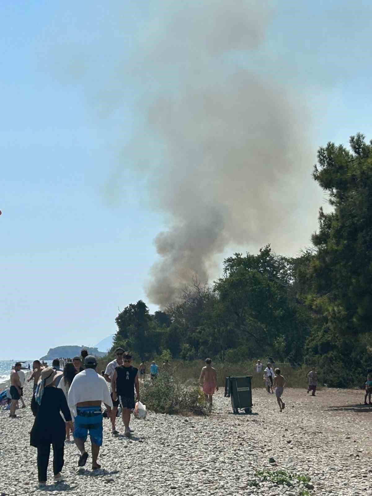 Fethiye Akmaz Plajı&rsquo;nda &ccedil;ıkan yangın kontrol altına alındı
