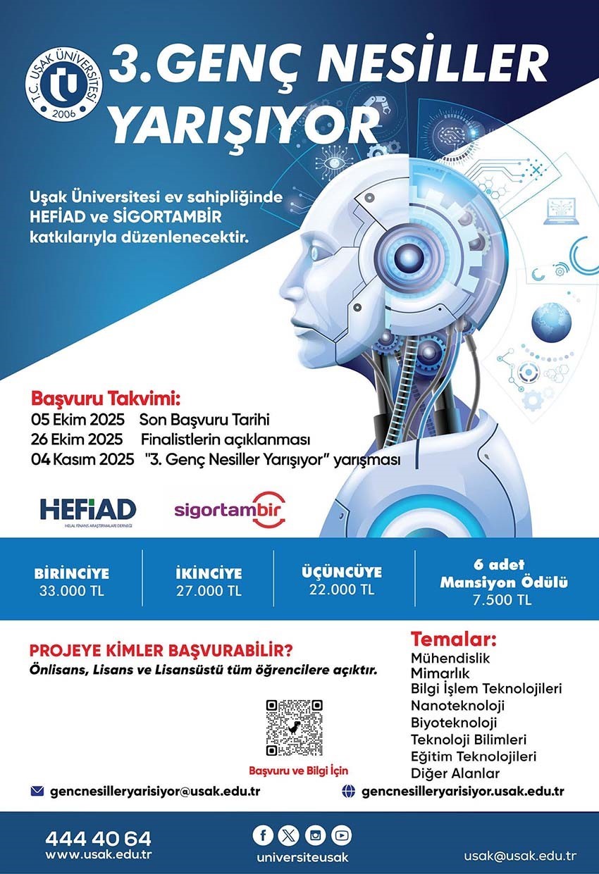 Uşak &Uuml;niversitesi&rsquo;nden "3. Gen&ccedil; Nesiller Yarışıyor" proje yarışması
