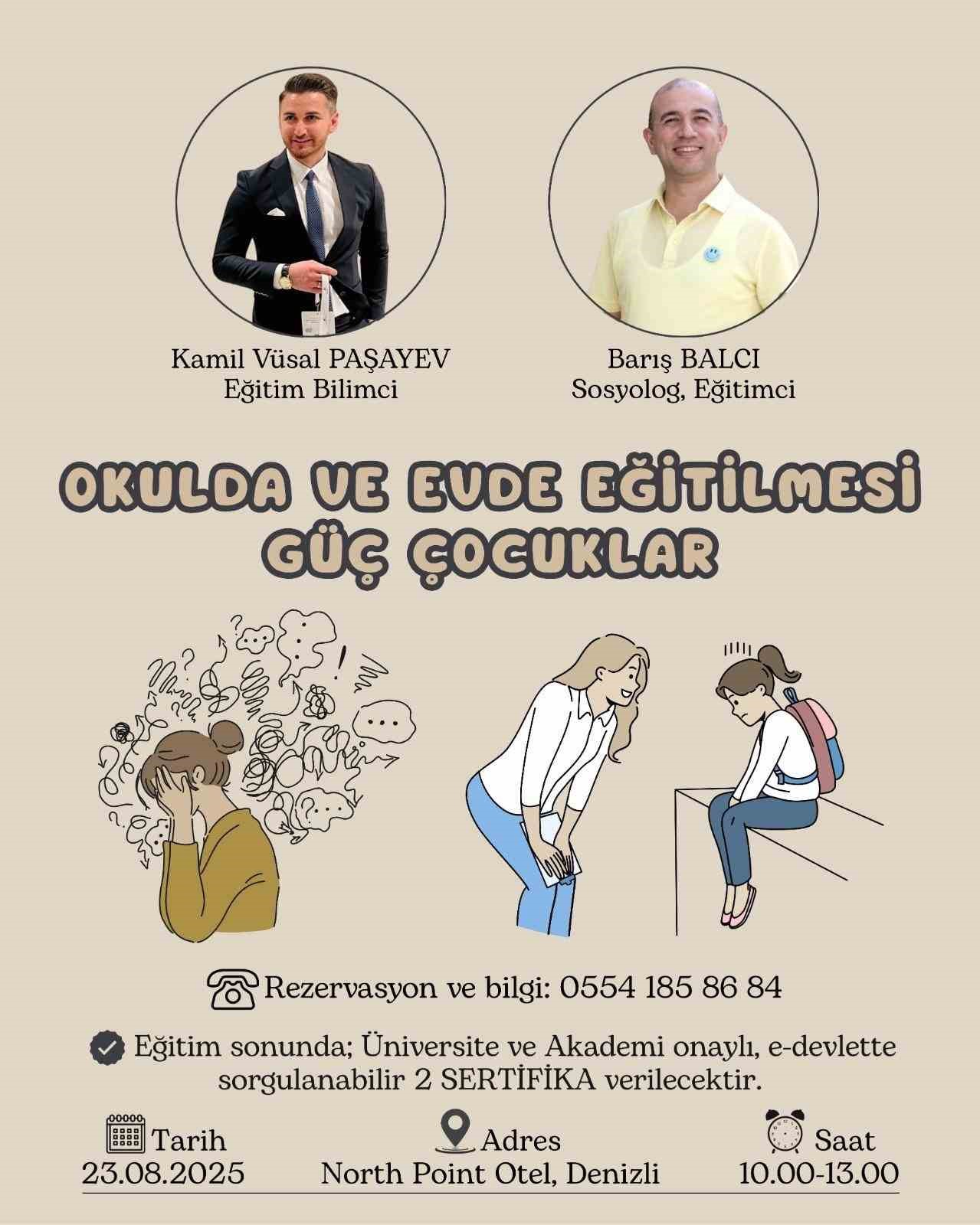 Okul ve evde eğitilmesi g&uuml;&ccedil; &ccedil;ocuklara profesyonel yaklaşım Denizli&rsquo;de konuşulacak
