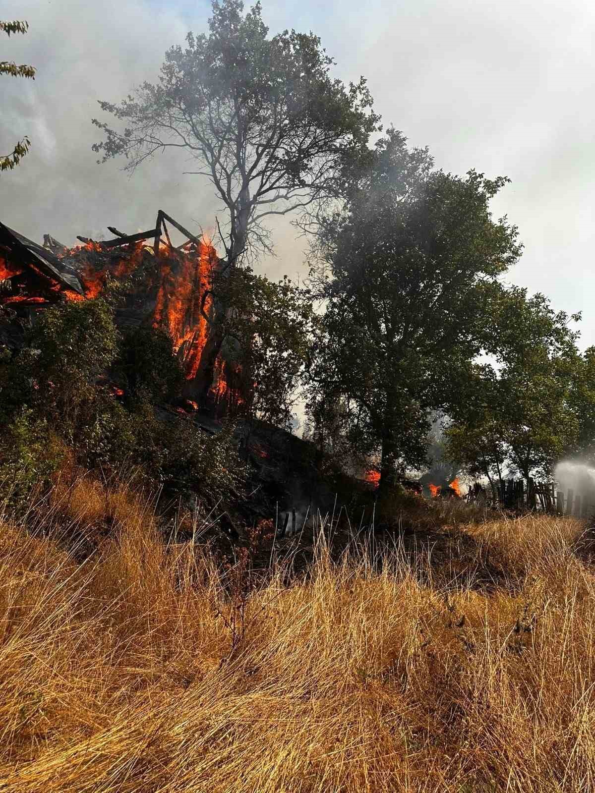 Çöplükte çıkan yangın 5 samanlığı küle çevirdi