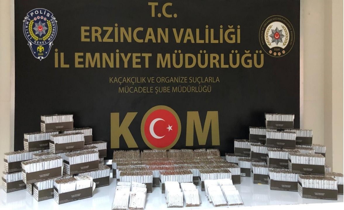 Erzincan’da 990 paket içi tütün doldurulmuş makaron ele geçirildi