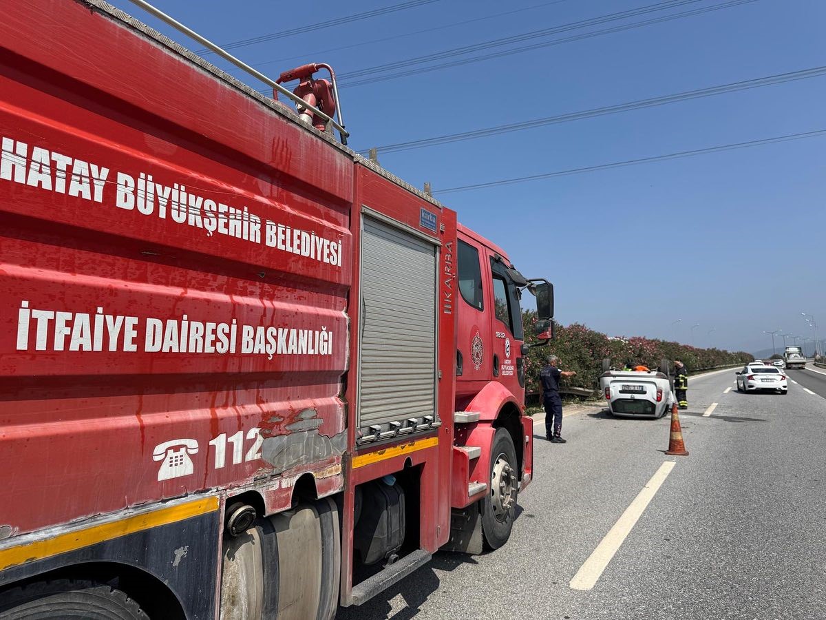 Takla atan otomobilin sürücüsü yaralandı

