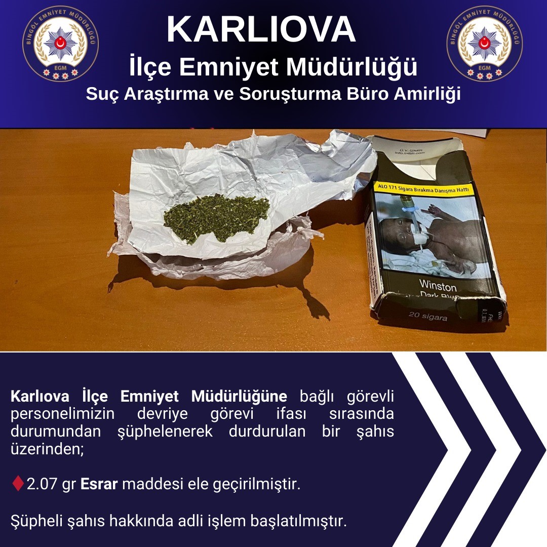 Bing&ouml;l&rsquo;de ruhsatsız tabanca  ve uyuşturucu ele ge&ccedil;irildi
