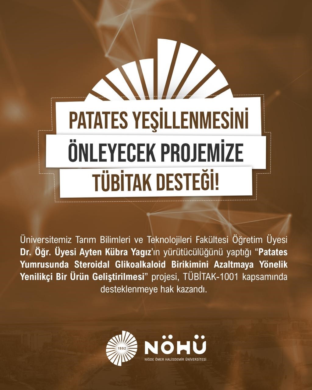 Patates yeşillenmesine &ccedil;&ouml;z&uuml;m &uuml;reten projeye T&Uuml;BİTAK desteği
