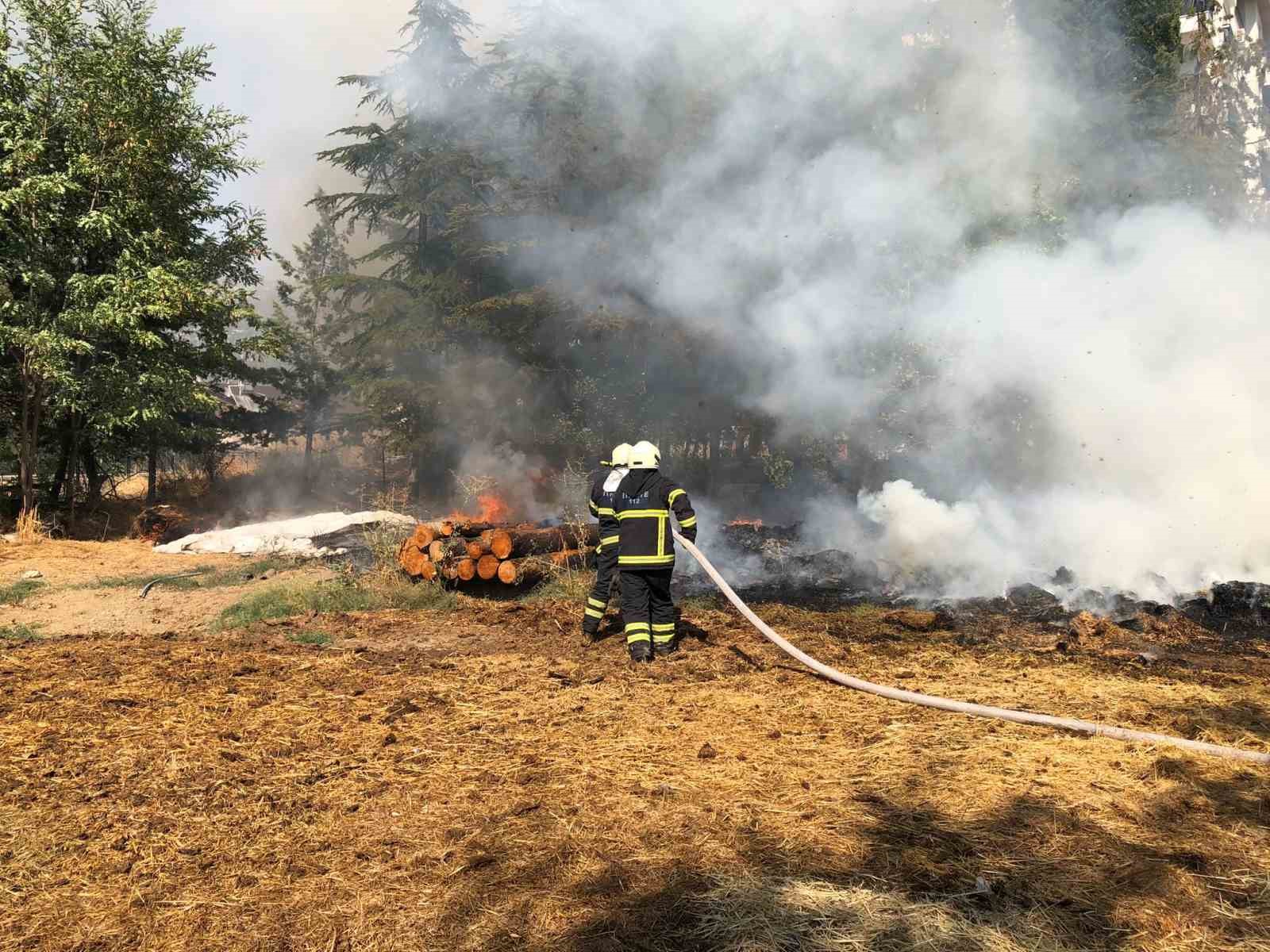 Apartmanın bahçesinde korkutan yangın
