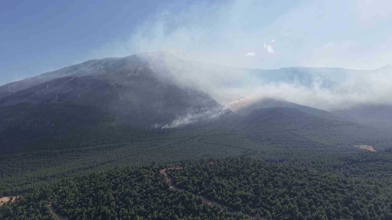 Denizli&rsquo;de yanan orman sahası havadan g&ouml;r&uuml;nt&uuml;lendi
