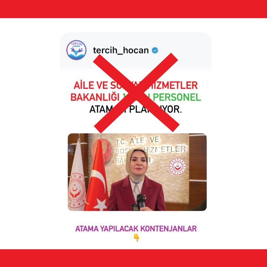 ’Aile ve Sosyal Hizmetler Bakanlığı 10 bin personel atamayı planlıyor’ iddialarına yalanlama