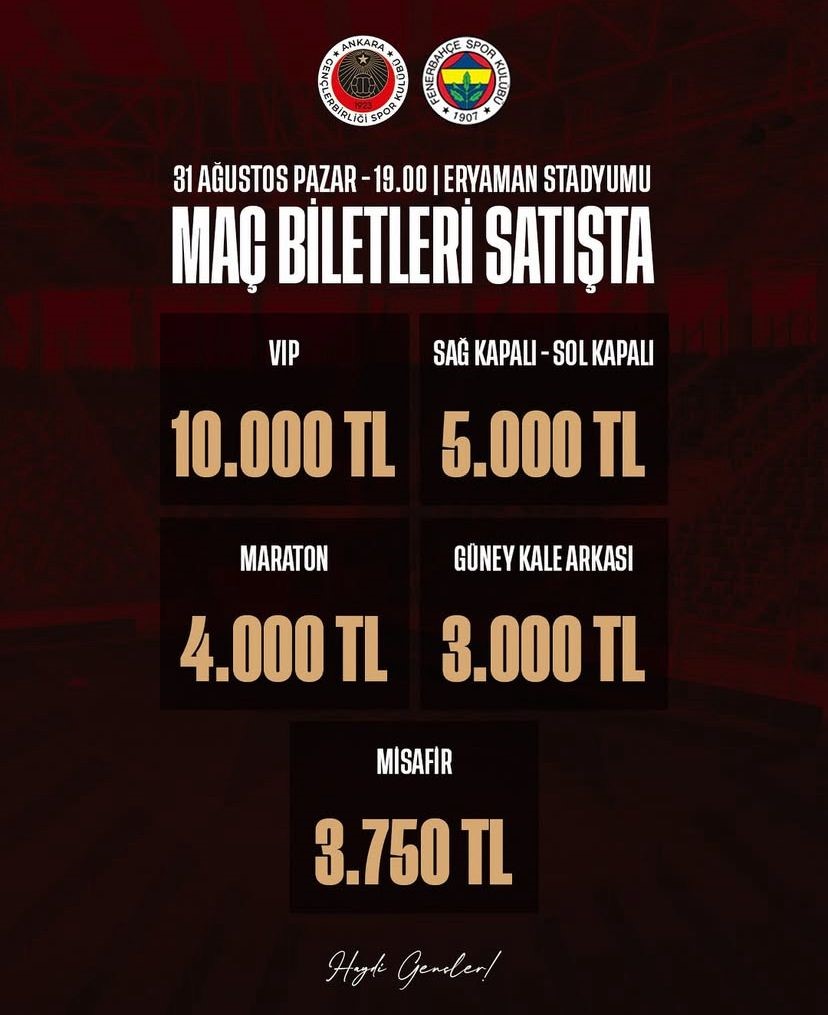 Gençlerbirliği, Fenerbahçe maçının biletlerini 10 kat pahalı satıyor