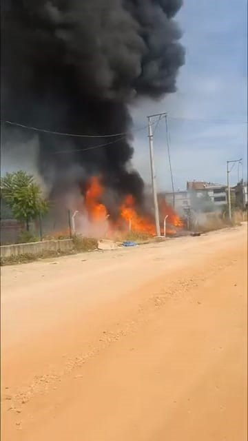 Araç denetim istasyonu alev aldı