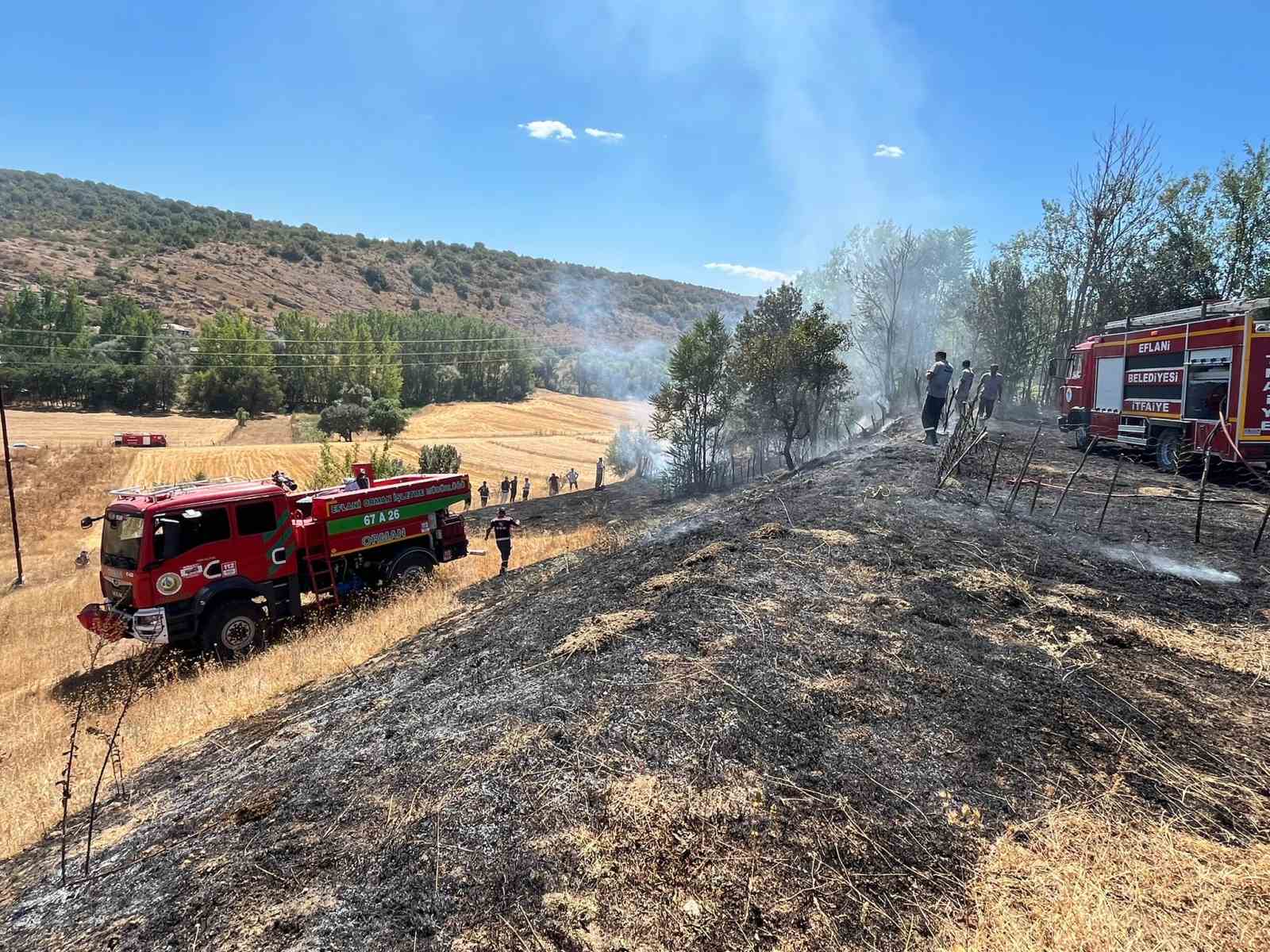 Bahçe yangını evlere sıçramadan söndürüldü