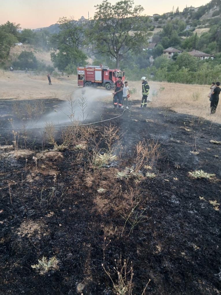 Karab&uuml;k&rsquo;te otluk alanda yangın
