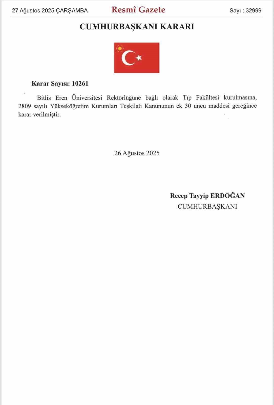 Bitlis&rsquo;e tıp fak&uuml;ltesi m&uuml;jdesi
