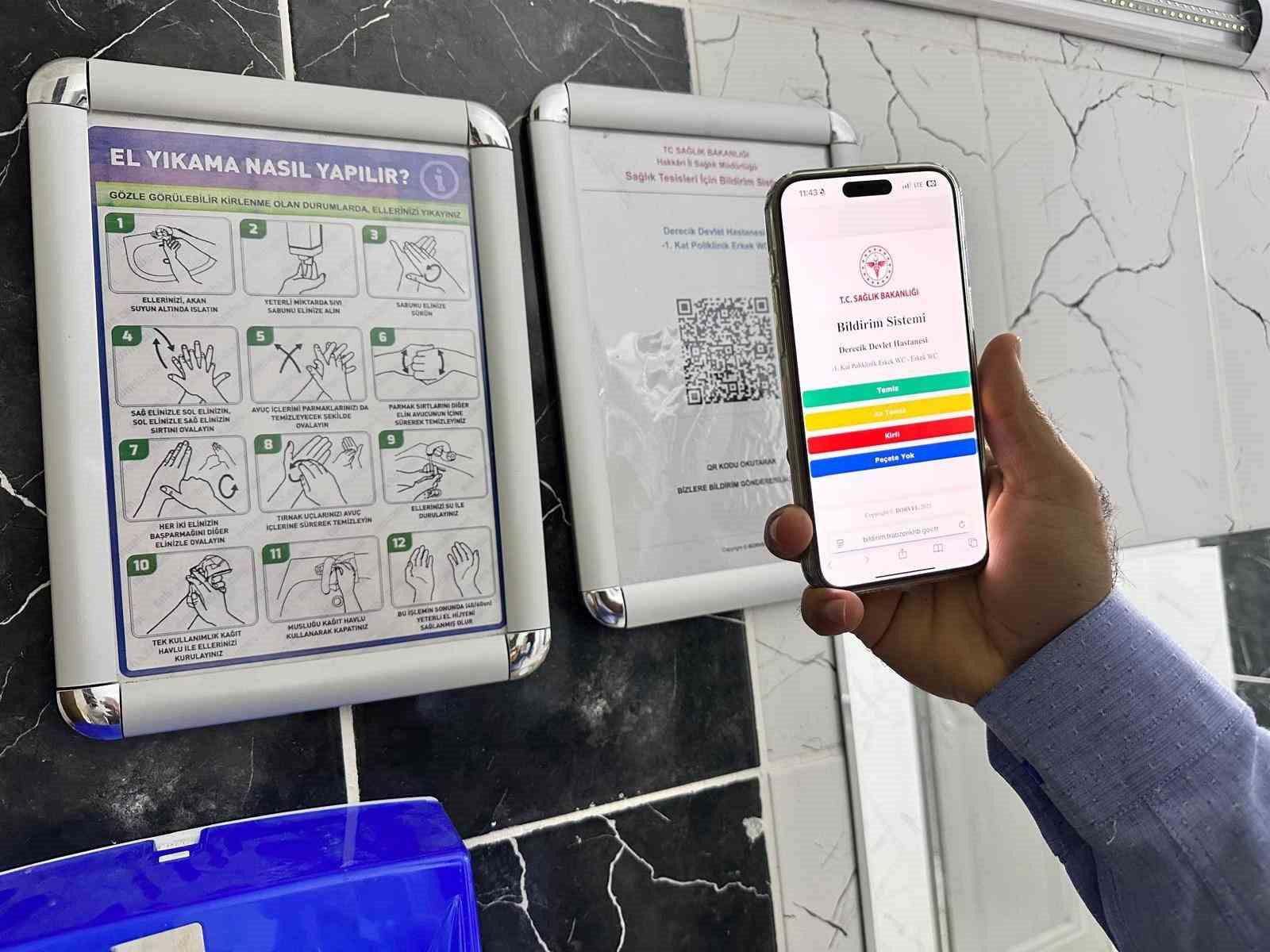 Derecik Devlet Hastanesi’nde QR kod temizlik uygulaması başladı
