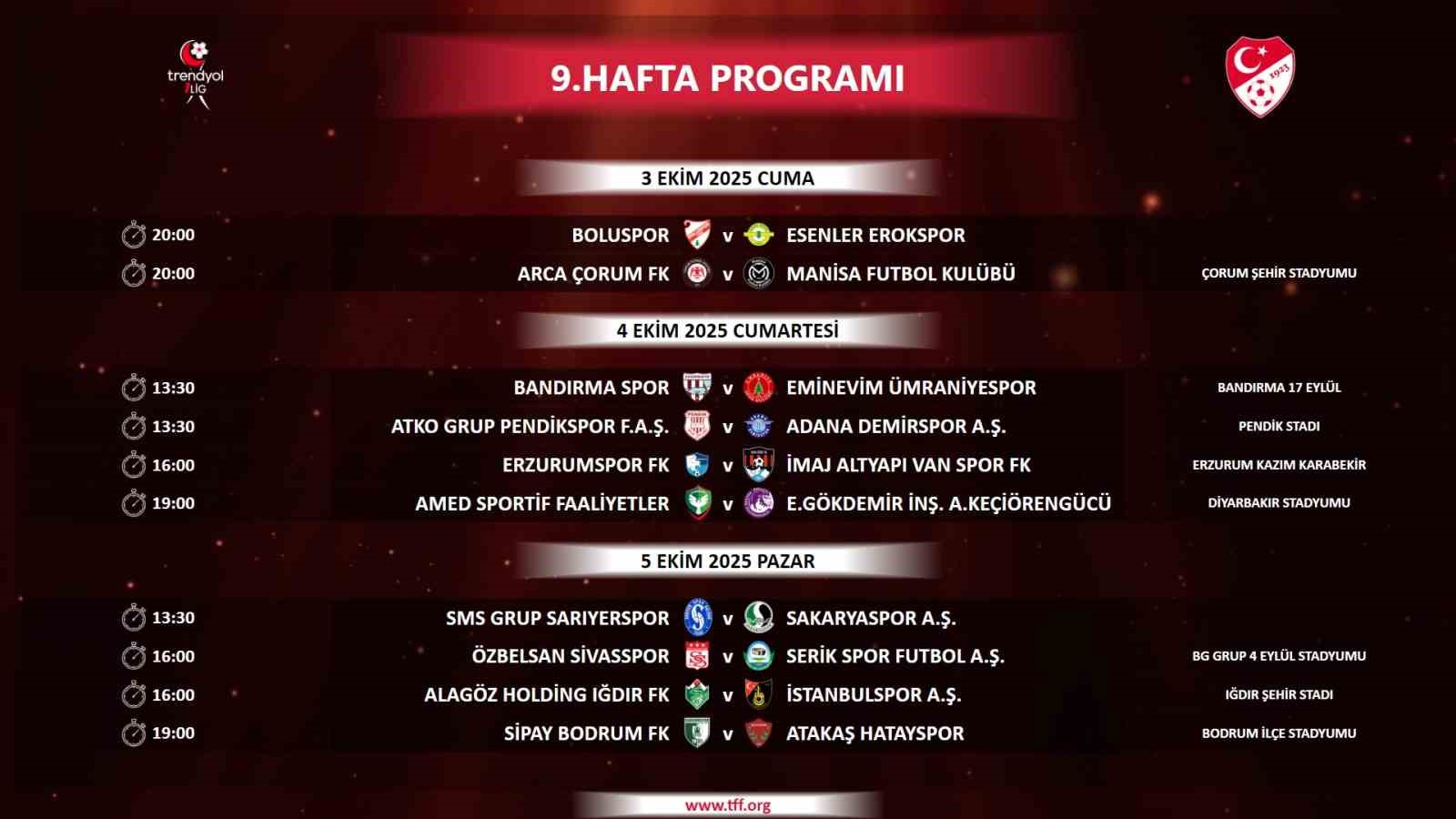 Trendyol 1. Lig&rsquo;de 5 haftalık program a&ccedil;ıklandı
