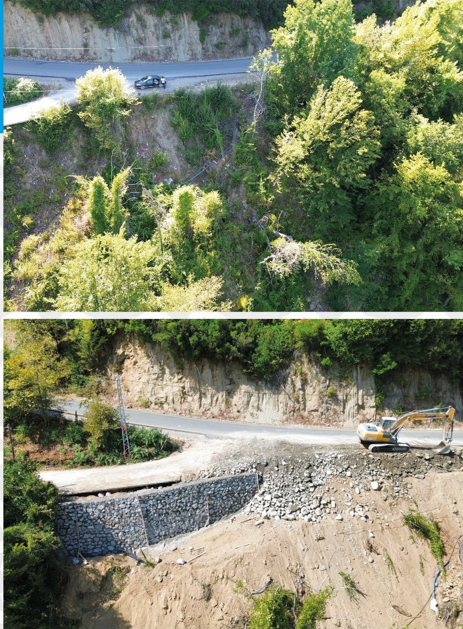 Sinop’ta çöken yol onarıldı