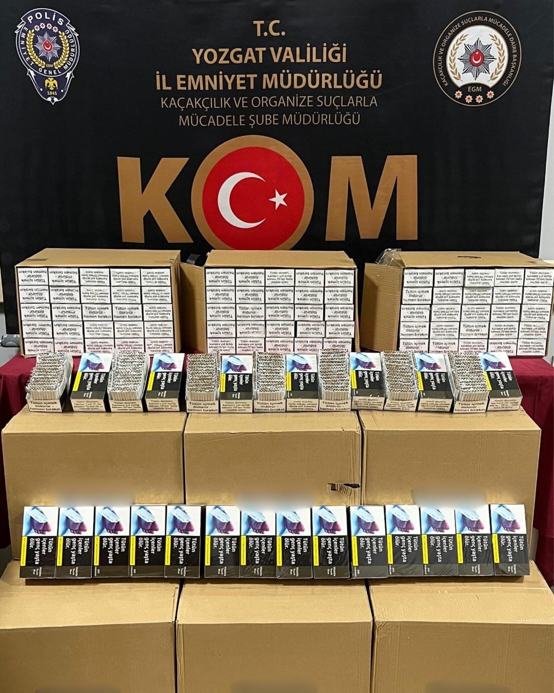 Yozgat’ta 202 bin kaçak makaron ele geçirildi