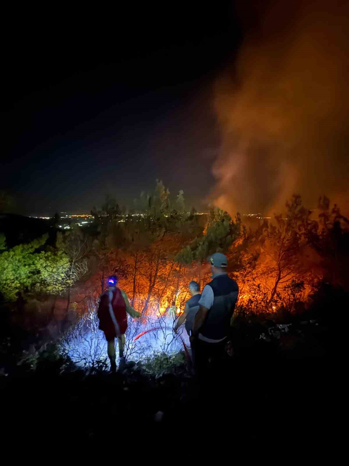 S&ouml;ke&rsquo;de alevler geceyi aydınlattı
