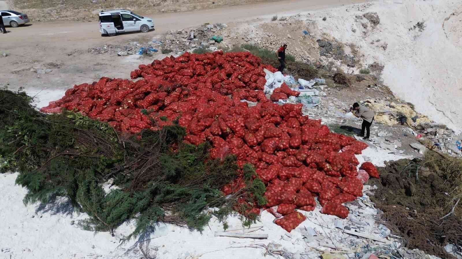 Karaman’da tonlarca soğan, boş araziye atılmış halde bulundu